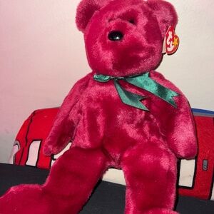 14 inch TY Original Beanie Buddy Teddy Cranberry with tag